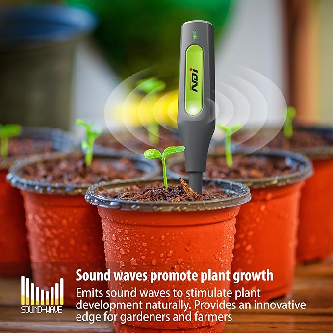 NDI Multifunctional Soil Meter,up to 5 Probe with Wireless Transmission,pH, Salinity, Temperature,Light Intensity with Acoustic Wave Growth Assistance, for Gardening, Landscaping, and Soil Testing