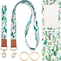 SUNNYCLUE 1 Box ID Badge Holder with Lanyard Vertical Badge Holders Breakaway Rectangle Lanyards for ID Badges Green Cactus Hard Plastic Case 2 Styles Straps with 360 Lobster Clasp Office Name Tags