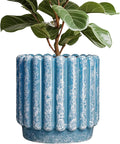 Ceramicfor Ceramic Pots for Plants - 12 Inch Planter with Drainage Hole, Round Large Flower Pots for Indoor Plants Outdoor, Fluted Decorative Ceramic Planter, Home Office Decor, Garden Gifts, Blue
