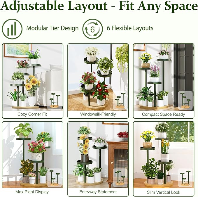 3 Tiered Tall Plant Stand for Multiple Plants Corner Display Rack Tiered Flower Stand Plant Table for Living Room Balcony Garden Patio