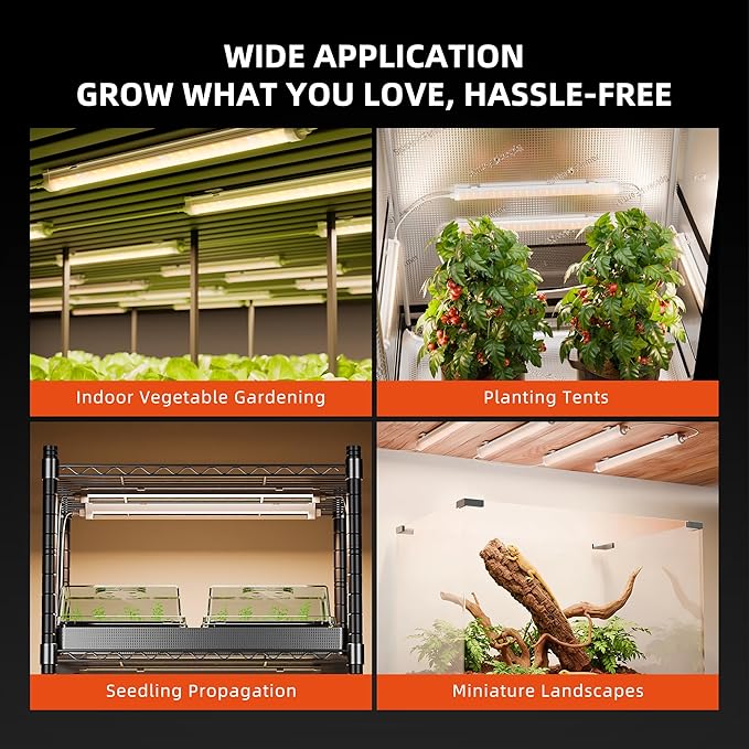 Spider Farmer 2FT LED Grow Lights for Indoor Plants,Full Spectrum (3000K+5000K+660nm),80W (4x20W,400W Equivalent),IP65 Waterproof,Linkable Design,Plant Light Strip for Shelves,Greenhouse,4-Pack