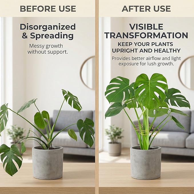 4PCS Adjustable Monstera Plant Support Stakes - Indoor Plants Accessories with Secure Clamps, Easy to Install & Customize for Tall Plants | Durable Metal Design for Healthy Growth