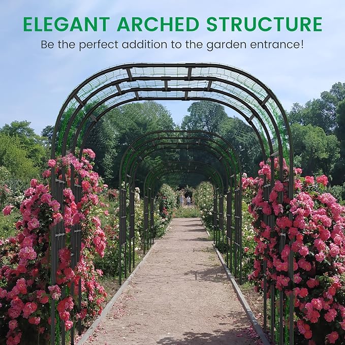 SUNYRISY 118" x 80" x 87" Extra Large Garden Arch Trellis for Climbing Plants Outdoor, Tall Archway Garden Gazebo Heavy Duty Metal Plant Support Outdoor for Grape Vine Cucumber Flower
