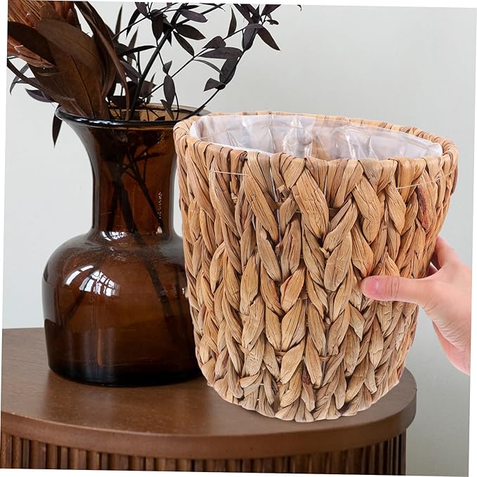 Cabilock Storage Basket Lid Handmade Plant Basket Seagrass Straw Garden Containers for Indoor Outdoor Decorative Flower Pots