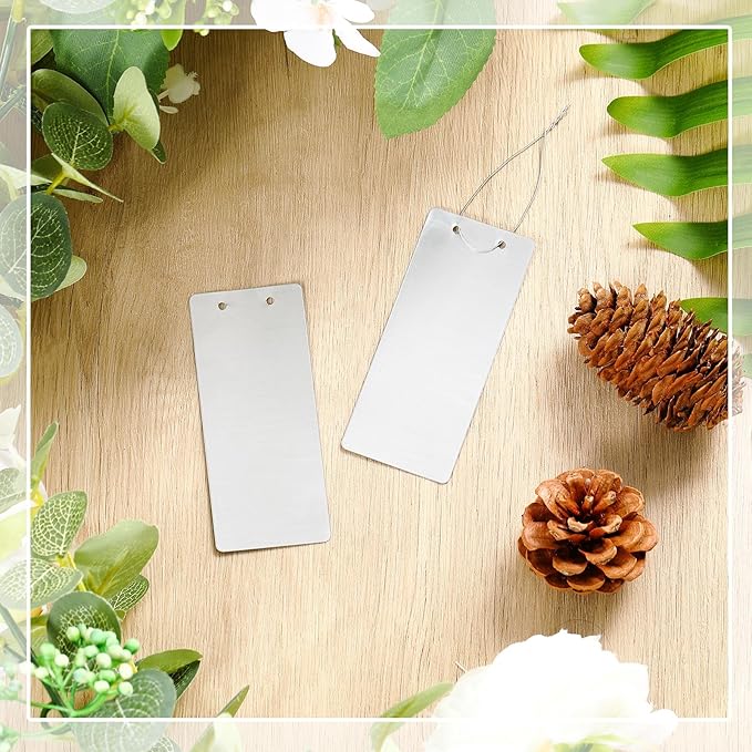 MorningRo 100 Pcs Aluminum Plant Labels Bulk 3.74 x 1.57 Inch Large Metal Plant Tags Double Sided Written Tree Tags Labels Markers with 100 Metal Wires for Outdoor Garden Identification and Greenhouse