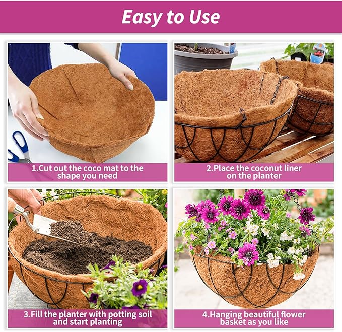 Legigo 16X160 Inch Natural Coco Liner Roll, Coconut Liners for Planter Window Box Hanging Basket, Coconut Coir Roll Coco Fiber Mat for Garden Decoration DIY Moss Poles Pet Pad Reptiles Carpet