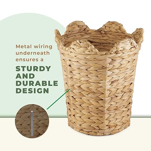 84ECO 2-Pack Scalloped Waste Baskets for Bathroom, Bedroom, Office - Scalloped Decor