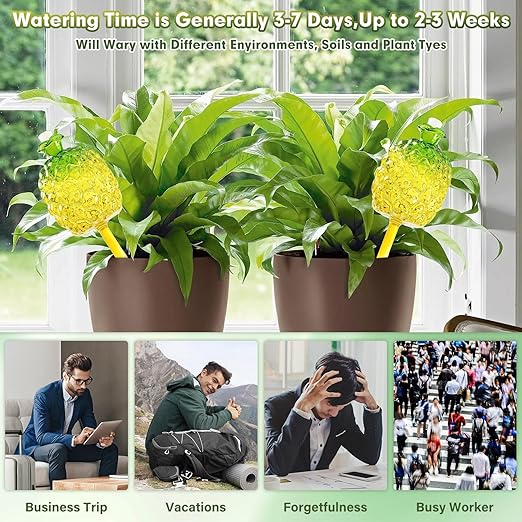 Plant Watering Globes,Self Watering Pots for Indoor Plants,Self Watering Planter Insert,Glass Plant Watering Devices,10 oz Slow Release Automatic Watering Spikes,Bonus Garden Shears