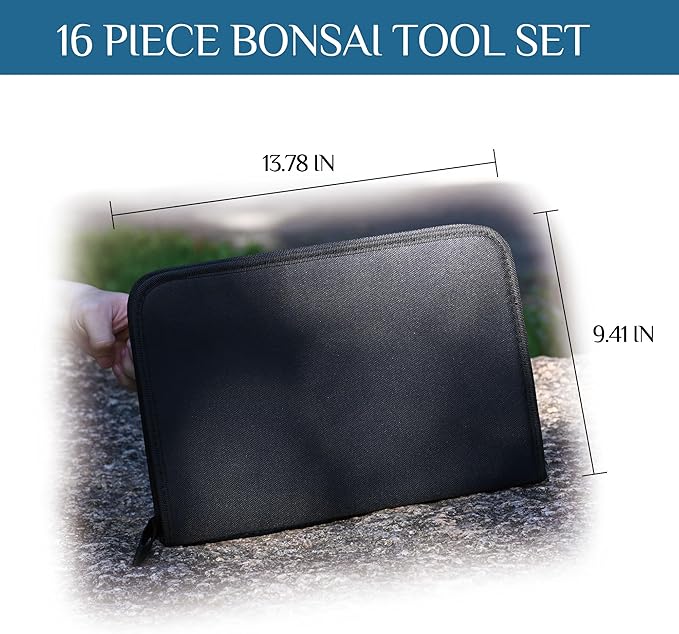 14-Piece Bonsai Tree Kit, Bonsai Tool Set, Carbon Steel Scissors Cutter Shears, Perfect Gardening Trimming Pruning Tools Jin Pliers, Rake with Spatula Starter Kit