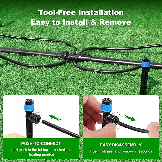 2026 Upgrade 256FT Quick-Connect Drip Irrigation System Kit with 1/4” & 1/2” Fast-Lock Tubing, Adjustable Emitters & Sprinklers for Garden & Greenhouse