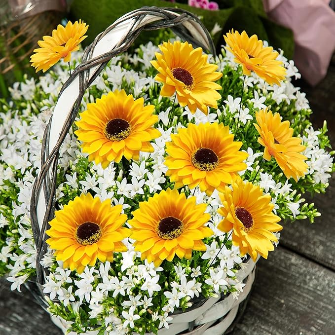 Garden Stakes Decor,10Pcs Garden Stakes Decorative Outdoor Lawn Pathway Patio Plant Pot Art Stick Yard Art Decorations for Pot Lawn Patio Corridor Flower Bed Outdoor Plant (Sunflower 5PCS)