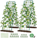 DoCred Cucumber Trellis, 71" H 2 Pack Metal Foldable Upgraded A Frame Garden Trellis for Raised Bed Climbing Plants, Vegetables, Including Plant Support Clips, Twist Ties, Plastic Ties, Green
