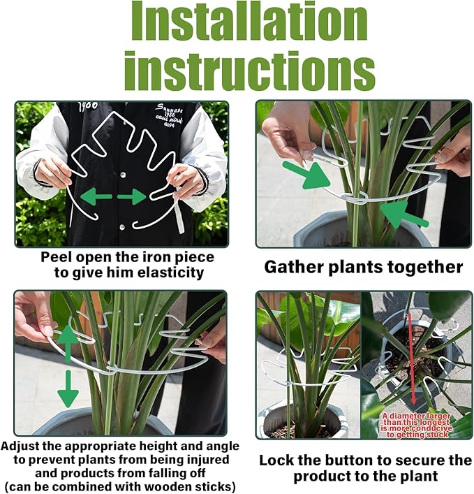 Yohsnor 5PCS Monstera Plant Stem Support White - 11x9.4 inches, Durable Adjustable Leaf Supports for Indoor Plants, Fishbone Cactus Stake Holder for Garden Stability