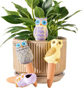 Mother’s Day Gift for Mom from Daughter or Son, 4 Pack Handmade Terracotta Owl Watering Globes & Spikes, Self-Watering Plant Devices with Slow Release System for Indoor & Outdoor Plants, Vacation Use