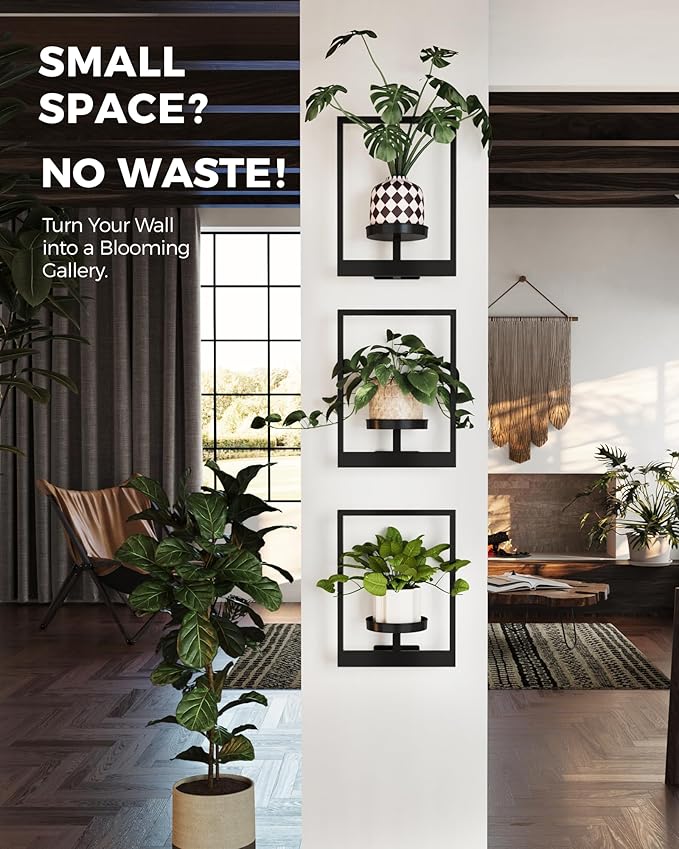 Bamworld Hanging Planters for Indoor Plants Wall Decor Living Room Plant Stand Indoor Wall Planters Plant Hanger Window Plant Shelves 3 Pack for Outdoor Entryway