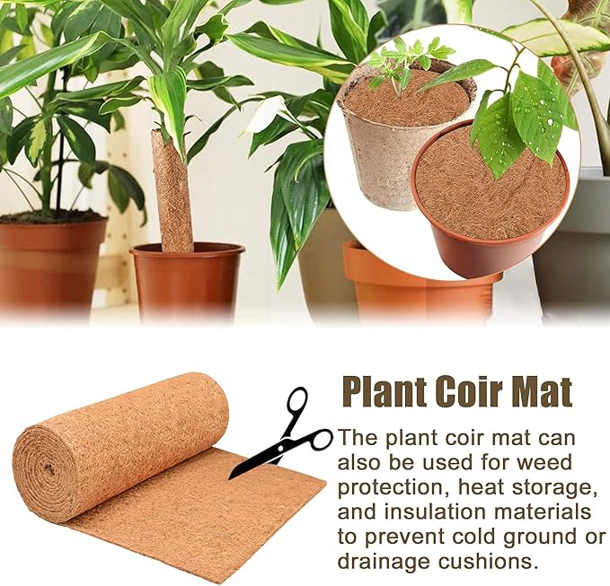 Natural Coco Liner Roll-15.7x78.7 Inch Coconut Coir Liner Sheets Coco Mat for DIY Flower Basket Liner Pet Pad Reptile Carpet Moss Pole（2 Rolls）