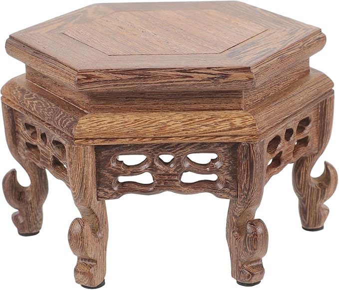 Didiseaon Wooden Stool Plant Stand Chinese Display Stand Retro Flower Pot Holder Decorative Planter Shelf Fishbowl Rack for Indoor Outdoor Garden Decor