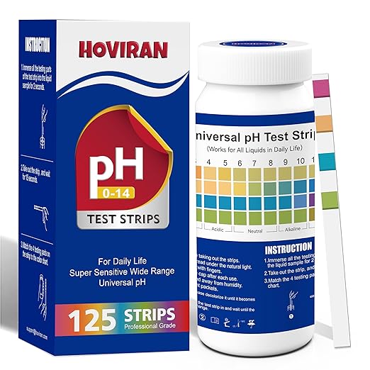 Universal pH Test Strips 0-14, Quick Reliable pH Testing Kit for Water, Soap Making & Kombucha, 125ct Litmus Paper pH Test Strips for Liquids, Drinking Water, Aquarium, Pool, Hot Tub, Spa