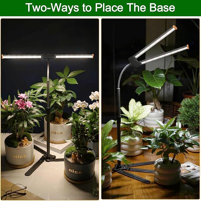 Grow Light for Indoor Plants,6000K White Sun Spectrum Growing Light Lamp with Red Blue LED for Pot Succulents Seeds, Light Strip Foldable & Height Extendable 9-25'', Auto Timer 4 8 12Hrs