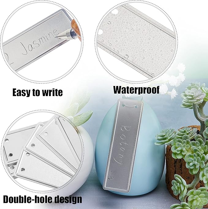 Ripeng 60 Pieces Aluminum Metal Plant Labels Writable Seedling Tree Tags with 6 Inch Wires Waterproof Double Sided Write for Plant Garden Marker Outdoor Identification and Greenhouse