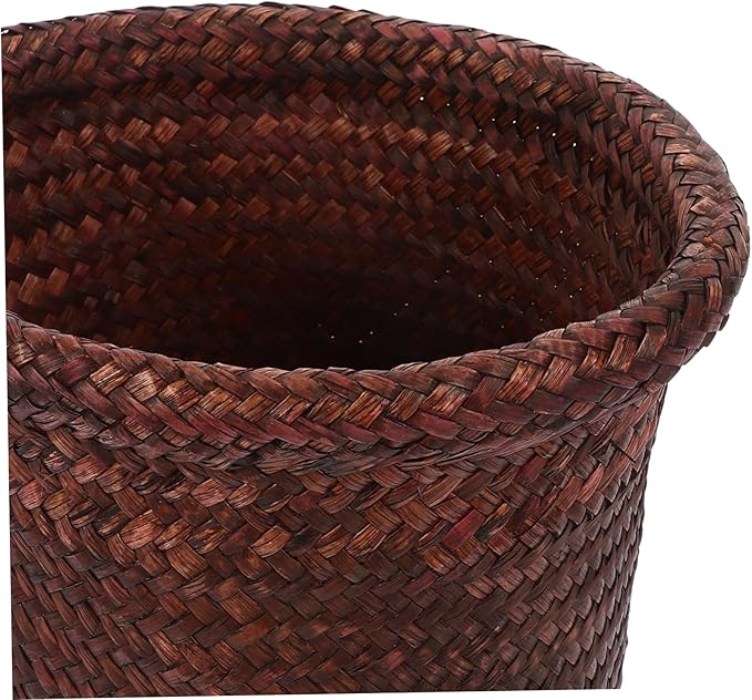 DOITOOL Woven Wicker Laundry Basket Seagrass Plant Basket Wicker Basket Planter Rattan Plant Pot Balcony Flower Pot Succulent Planter for Indoor Balcony Garden Fruit Basket 18cm Picnic Basket