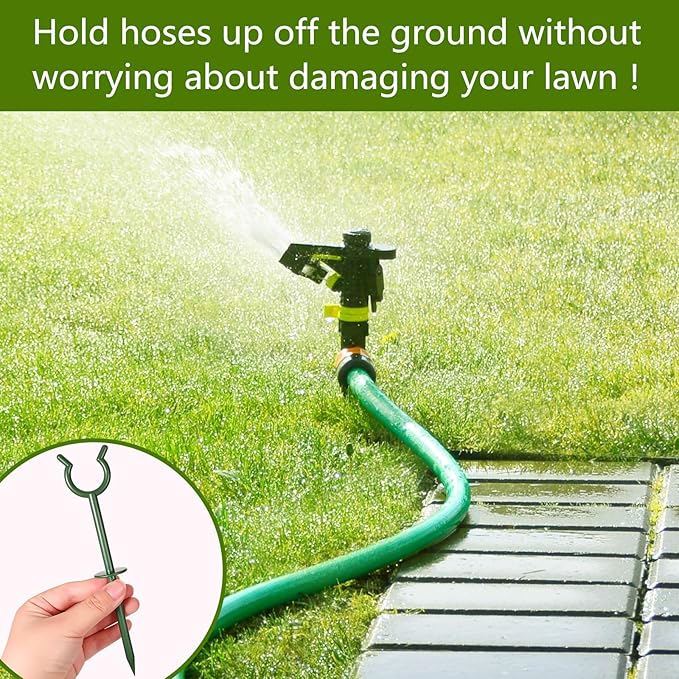 Taiyin 10 Pcs 3/4'' Garden Hose Holder Brackets Garden Guide Holder Decorative Outdoor Guide Stakes Support Spike Plant Tool to Keep Off Lawn for Yard (Green)