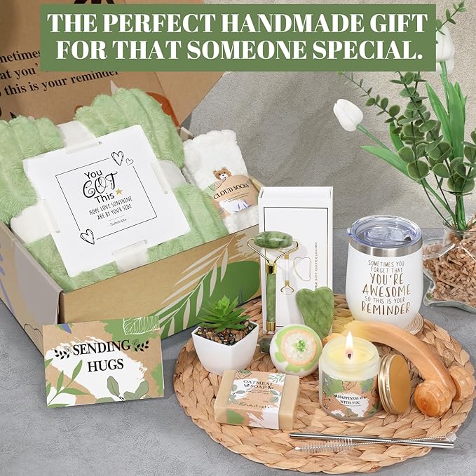 Self Care Gifts for Women, Get Well Soon Gifts for Women After Surgery, Care Package Thinking of You Relaxing Spa Gift Basket Set with Blanket Tumbler for Mom Her Best Friend Sister