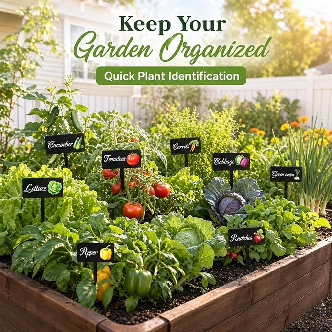 20Pcs Garden Signs for Vegetables, 20 Styles Waterproof Reusable Plant Label Signs, Fruit Plant Stakes Tags with Names for Indoor Outdoor Garden Decoration