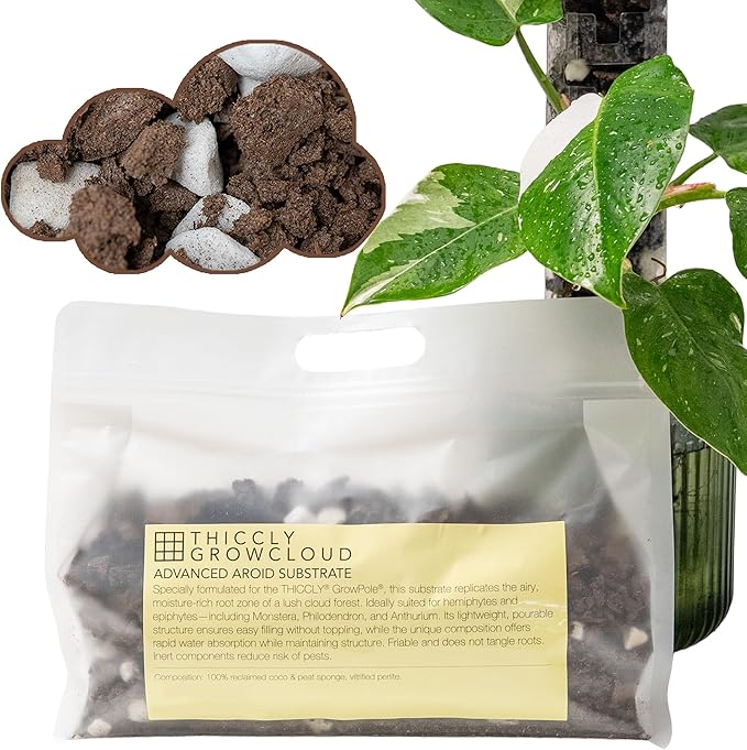 THICCLY GrowCloud Advanced Aroid Substrate with Perlite 3 Qts - Premium Sphagnum Moss Alternative GrowPoles
