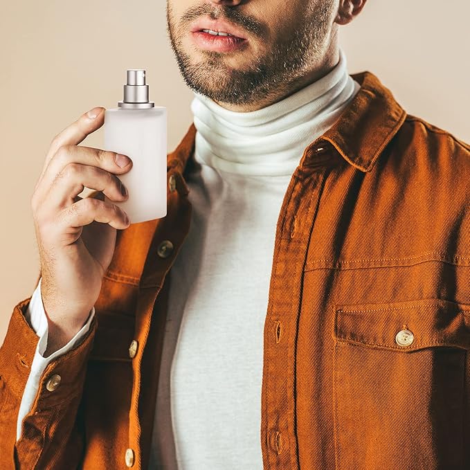 Tessco for you 6 Pcs 50/100ml Frosted Glass Bottle Perfume Atomizer Refillable Spray Empty Perfume Dispenser Fine Mist Atomizer Cosmetic Container for Travel Men Women (1.7 Ounces,Silver Gray)