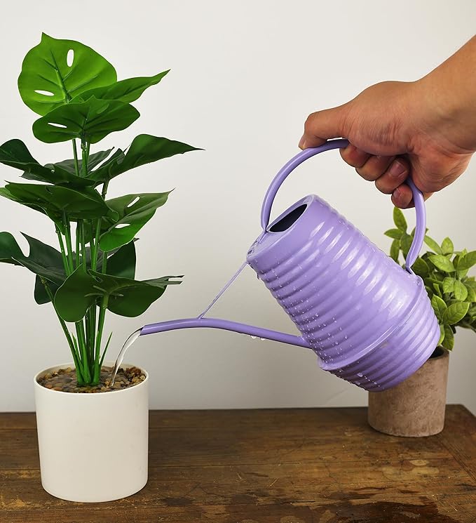 Small Watering Can, 0.3 Gallon/34oz., Violet Purple, Galvanized, Indoor Water Can, Metal Watering Can with Long Spout, Plant Water Can for Indoor Plants