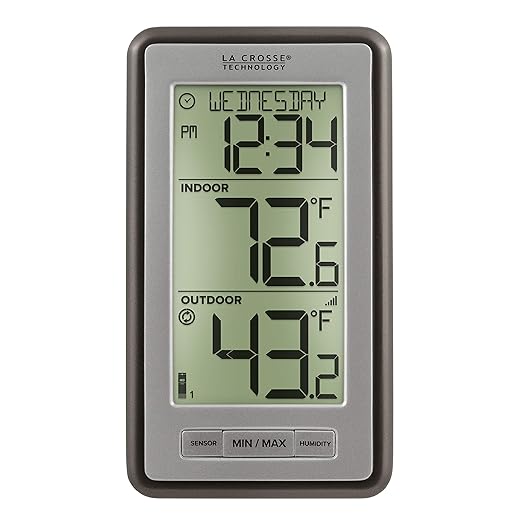 La Crosse Technology WS-9160UV3 Digital Indoor Outdoor Thermometer Wireless - Multi-Format Remote Temperature Sensor, Temperature Humidity Monitor with Manual Settings and 24-hr Display