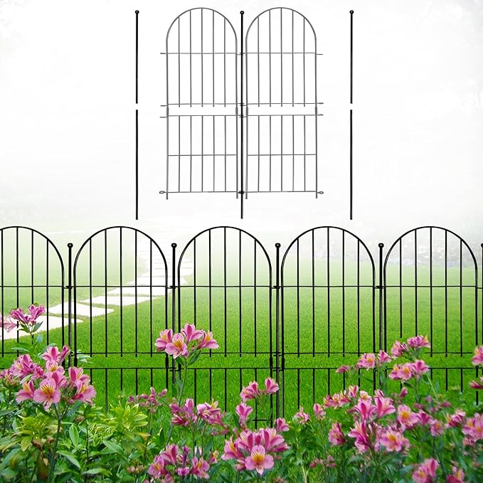 2 pcs Metal Stakes, for Thrivinest's Decorative 31inch High Fence Panels, Metal Stakes only