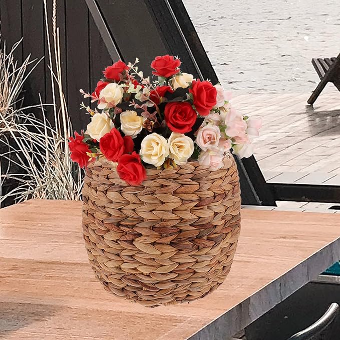 Healeved Seagrass Plant Basket Indoor Planter Basket Sundries Storage Woven Seagrass Wicker Planter Flower Pot 7.9in