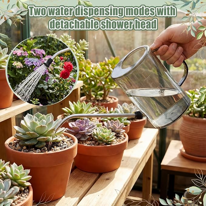 Indoor Plants Watering Can for Indoor Plants Long Probe Soil Moisture Meter Long Spout Watering Cans Water Monitor Indicator for Pot Flower House Gardening Farming(Gray,1 L,Cylindrical)