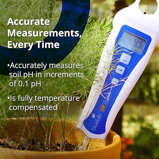 Bluelab PENSOILPH Soil pH Pen, Digital Meter and Water Test Kit, Also Used for Coco and Rockwool with Easy Calibration for Hydroponic System and Indoor Plant Grow, Clear