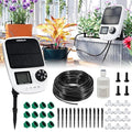 HIRALIY Solar Automatic Drip Irrigation System, Solar Powered Watering Device with Timer for Pots Plants, Pressure Balanced Drippers, with USB Port, for Indoor Irrigation Kit, Includes Battery