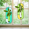 2 Sets Stained Glass Window Hanging Propagation Window Propagation Stations Planters with Glass Tubes and Chain Terrarium Wall Plant Holder Decor for Living Room