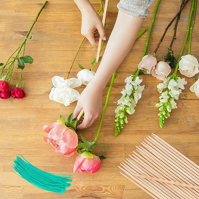 PERSZEN Plant Stakes 50 PCS Garden Bamboo Sticks Plant Support Stakes for Indoor and Outdoor Plants, Wooden Sign Posting Flower Pot Garden Stakes(15" 25pcs+17" 25pcs)