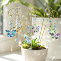 H&D HYALINE & DORA 6 Pack Colorful Butterfly Crystal Suncatcher Plant Stake Plant Stake with Golden Small Trellis Indoor Outdoor Garden Sun Catchers Decor