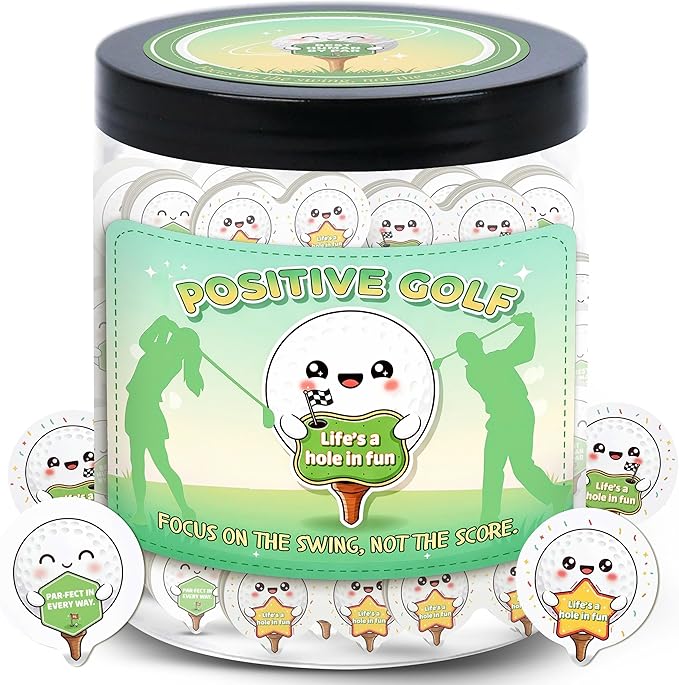 Positive Golf Jar with 60 Affirmation Cards, Emotional Support Golf Decor, Cool Present for Golf Lovers and Dad, Motivation Jar for Golfers, Birthday Gift Idea for Men or Women