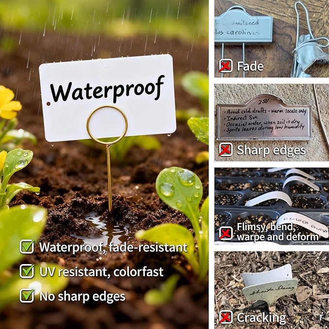 Garden Markers for Plants Outdoor - 20 Pcs 12" Metal Plant Tag Holders for Multiple-use with 40 Pcs Reusable Waterproof Labels & Marker Kit
