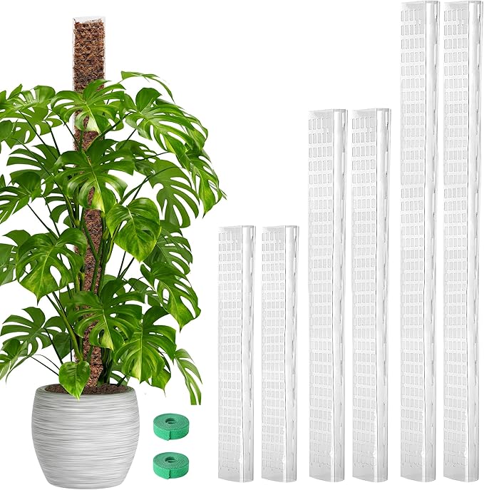 EOX 6 Pack 24" x2 + 36" x2 + 48" x2 Plastic Moss Pole for Monstera, Large D Shaped Poles for Climbing Plants Work with Sphagnum Moss, 210 Inch Total