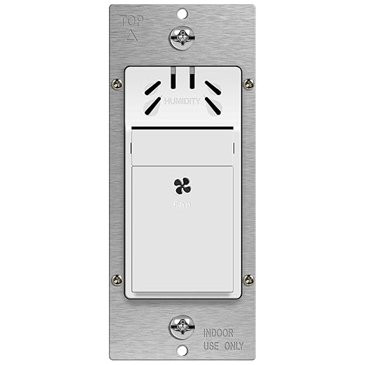 TOPGREENER Humidity Sensor Switch for Ventilation Fan, Air Moisture Detection, Bathroom Fan Automated Control, Neutral Wire Required, UL Listed, TDHS5-N, White
