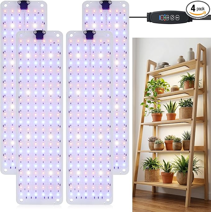 LINGSFIRE LED Grow Lights for Indoor Plants, Full Spectrum Grow Light with 504 LEDs Ultra-Thin Grow Light Panel Auto on & Off Timer for Under Cabinet Plant Seedlings Flowers Veg and More