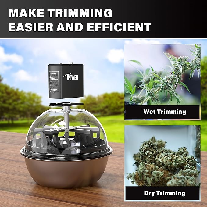 iPower 19 inch Automatic Bud Leaf Bowl Trimmer, Electric Twisted Spin Cut for Flowers and Plants with Sharp Stainless Steel Blades, Clear Visibility Dome, 6.5" Gardening Pruner Included