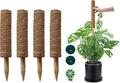 Moss Pole for Plants 4 Pack Natural Coco Coir Climbing Support Stakes with Plant Ties Indoor Monstera Plant Training Extension Poles 7.9inch Each Total 31.6 inch