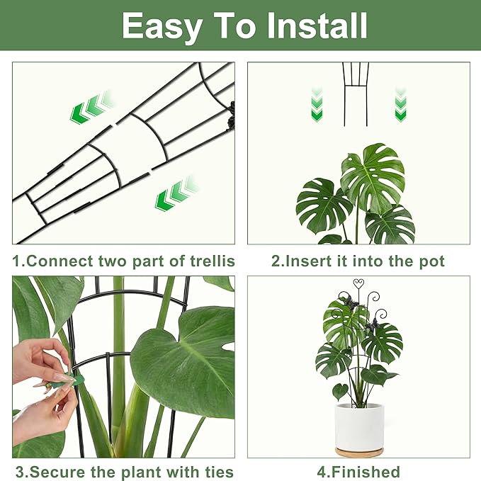 32.6in Plant Trellis for Climbing Plants Indoor with Butterflies, Expandable Large Metal Trellis for Potted Plants, Heavy-Duty Tall Pothos Plant Climber Support for Ivy Pothos Hoya Monstera, 4P