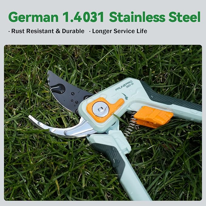 PrunePro 8" Professional Pruning Shears for Gardening Bypass Hand Pruner Stainless Steel Sharp Garden Scissors Plant Flower Rose Garden Clipper - 3 Pack