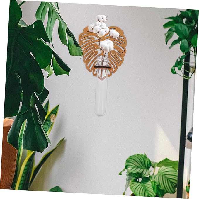 GLEAVI Rustic Wooden Shelf Plant Propagation Station Wall Hanging Planter Tube Holder